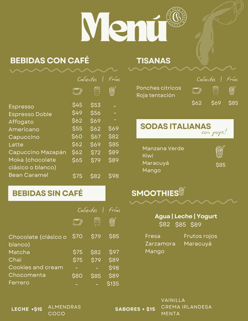 The Bean Corner Coffee Menu - Image 3
